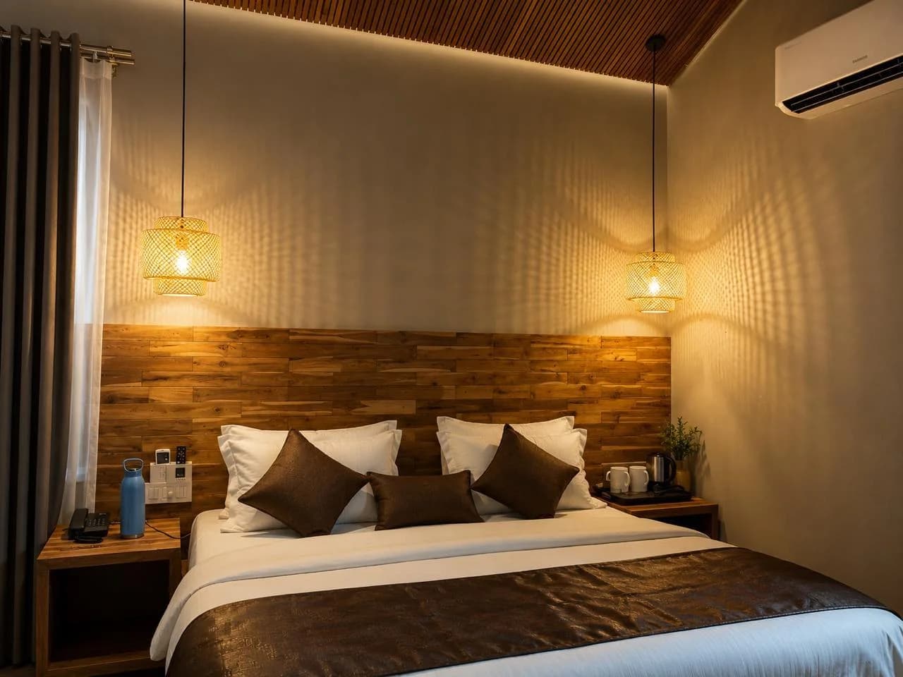 Forest Cottage room with timber textures and a sitting corner