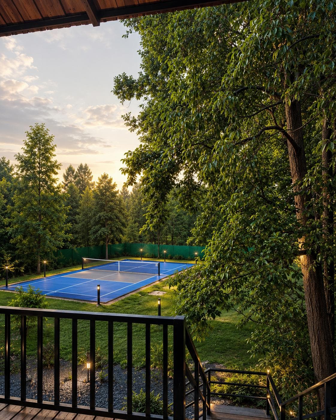 Forest-side pickleball court